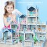 Doll House Girls Dream House - 4 Floors 14 Rooms with Furniture Accessories, 2 Lights, 6 Dolls and 1 Pet, Dollhouse toy for 3 4 5 6 7 8 years old girls boys , Girls Toddler DIY Ideas Gifts