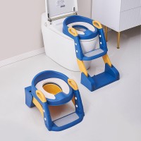 INGUNAR Kids Potty Training Seat, Foldable Toilet Seat, 3-in-1 Potty Training Seat, Toilet Seat with Non-Slip Ladder, Foldable Toddler Toilet Seat, for Baby Kids Boys Girls, Potty Seat Potty-Blue