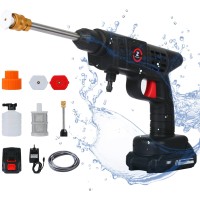 TDOO 21V Cordless Portable Pressure Washer Gun Electric High Pressure Cleaner 160W 25Bar Handheld Car Cleaning Device Snow Foam Lance Cannon Foam Blaster, with Pressure Washer Nozzle Tip,Jet Wash Gun