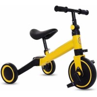 INGUNAR 4 in 1 Toddler Bike for 1 Year to 4 Years Old Kids, Toddler Tricycle Kids Trikes Tricycle, Gift & Toys for Boy & Girl, Balance Training, Removable Pedals (Yellow-B)