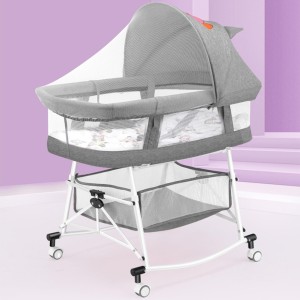 TDOO Crib,Baby Bassinet, Baby Basinet Bedside Sleeper, Easy to Fold Portable Crib Side Bassinet 2023new Style Girl/boy bassinets (Gray)