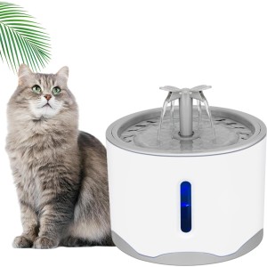 TDOO Cat Water Fountains, 2.6L Automatic Pet Animal Water Fountain Dog Water Drinking Dispenser with Smart Super Quiet Pump, Led Light Drinking Bowl for Cats, Dogs, Multiple Pets, 88 oz