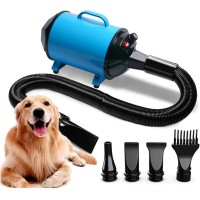 TDOO Dog Dryer, High Velocity Dog Hair Dryer, Dog Blow Dryer, Groomer Partner Pet Blower Grooming Force Dryer with Heater, Stepless Adjustable Speed, 4 Different Nozzles