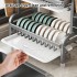 INGUNAR Dish Drying Rack, 3 Tier Dish Racks for Kitchen Counter, Stainless Steel Dish Drainer with Drainboard Utensil Holder for Plates Bowls for Kitchen Countertop, Detachable-Grey