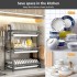 INGUNAR Dish Drying Rack, 3 Tier Dish Racks for Kitchen Counter, Stainless Steel Dish Drainer with Drainboard Utensil Holder for Plates Bowls for Kitchen Countertop, Detachable-Grey