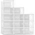 INGUNAR Large Shoe Storage Box with Magnetic Door, 12 Pack Clear Plastic Stackable Sneaker Organizer for Closet, Set of 12 Stackable Clamshell Shoeboxes for Closet Organization and Display(XXL-Large)