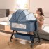 INGUNAR Folding 4-In-1 Baby Crib, Portable Newborn Baby Bassinet Bedside Sleeper, Portable Infant Travel Crib With Large Storage Basket, 3 Adjustable Height Soft Baby Cradle with Mosquito Net