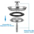 2 PCS 304 Stainless Steel Kitchen Sink Strainer and Stopper Replacement for Standard 78 mm Diameter Drain Basket Filter, Spring Clip Plunger Chrome Plated Stainless Steel Body with Rubber Stopper (1)