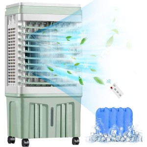 INGUNAR 4-In-1 Evaporative Air Cooler, Portable Air Conditioners, Air Cooler with Remote & Touch Control, 3 Speeds, with Water Tank,Ice Packs, Wide-Angle Air Supply Conditioner for Home, Office,