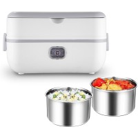 TDOO Electric Lunch Box Food Heater, 2 in 1 Portable Heated Lunch Box for Home Work Adults Food Heating, Leak Proof, 1.0L Removable Stainless Steel Container, Portable Food Warmer for On-the-Go