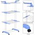 Clothes Drying Rack, Large 4-Tier Foldable Drying Rack Clothing(67.7H x 19.7W x 30L Inches), Movable Drying Rack with 4 castors. Multifunctional Stainless Steel Laundry Drying Rack (Blue-A)