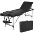 TDOO Massage Table Portable Massage Bed 3-Section Portable Folding SPA Bed, Lightweight, Spa Tattoo Couch Bed, 3/2 Zones with Height-Adjustable, with Carry Bag, Aluminum Feet (Black)