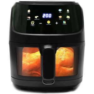 Air Fryer, 8 Cooking Presets, Large Easy-View Window, 1800W 360° Hot Oilless Oven Cooker, with LED Digital Touchscreen, Nonstick Air frier Cookers, Easy to Clean, Black