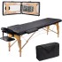 TDOO Massage Bed Portable Folding Massage Table- 2 Sections Massage Bed Spa Table with Carrying Bag, Face Cradle, Armrest & Hand Pallet - Easy Set Up, Lightweight, Height Adjustable 58 to 85CM Black