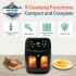 Air Fryer, 8 Cooking Presets, Large Easy-View Window, 1800W 360° Hot Oilless Oven Cooker, with LED Digital Touchscreen, Nonstick Air frier Cookers, Easy to Clean, Black