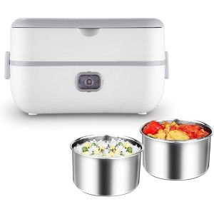 TDOO Electric Lunch Box Food Heater, 2 in 1 Portable Heated Lunch Box for Home Work Adults Food Heating, Leak Proof, 1.0L Removable Stainless Steel Container, Portable Food Warmer for On-the-Go