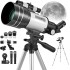 TDOO Telescope,Astronomy Telescopes for Adults,Telescope for Kids Beginners,70mm Aperture 300mm AZ Mount Portable Travel Telescope with Height Adjustable Tripod, Moon Filter,Phone Holder,AstroSolar(A)