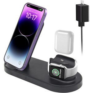 TDOO Wireless Charger, 15W Fast 3 in 1 Multi-Function Wireless Charger Station, Wireless Charging Station Dock for iPhone 14/13/12/11/AirPods/Apple Watch, with 18W 3.0 Adapter, USB