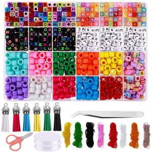 TDOO 1000PCS Bead Bracelet Making Kit, Bead Friendship Bracelets Kit with Beads Letter Beads Charm Beads and Elastic String for Bracelet and Jewelry Making(b)