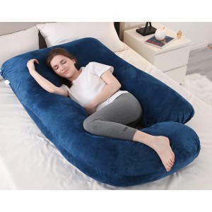 Pregnancy Pillow, U Shaped Full Body Pillow for Pregnancy Sleeping Support, 57 Inch Maternity Pillow for Pregnant Women Back, Hips, Legs, Belly, with Removable Velvet Cover