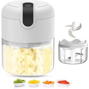 TDOO Electric Chopper Mini Food Processor for Vegetables, Fruits, Nuts, Meats, and Puree - 3 Stainless Steel Blades & Whisk for Chopping, Blending, Slicing, Whisking