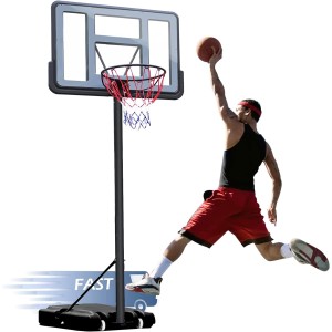 Portable Basketball Hoop Goal System 4.8-10ft 12 Gears Adjustable 44in Backboard, Detachable Mobile Basketball Stand for Kids/Adults Indoor Outdoor（1.35-3.05m）