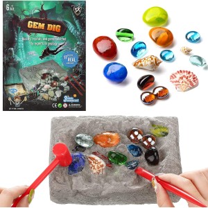 TDOO Gems Dig Science Experiments Kit, STEM Projects Educational Real Gemstones and Crystals Excavation Toys for Mineralogy and Geology Enthusiasts of Any Age (C)