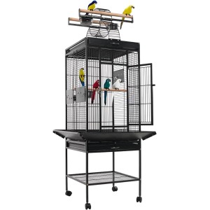 Bird Cage, Bird Carrier Gardening Decor Birdhouses Large Rolling Metal Bird Cage Parrot Cage for Parakeets Cockatiels, Birdcage Durable Frame with Perch Stand and Wheels