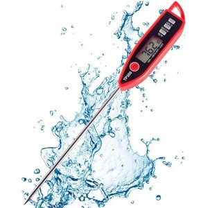 Meat Thermometer, with Long Probe Instant Read Food Cooking Thermometer, for Grilling BBQ Smoker Grill Kitchen Oil Candy Thermometer,Black and Red