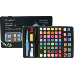 TDOO Watercolor Paint Set, 48 Premium Colors + 12 Pearlescent Colors in Gift Box .Perfect for Kids, Adults, Beginners, Artists Painting, Sketching, and Illustrating (A)