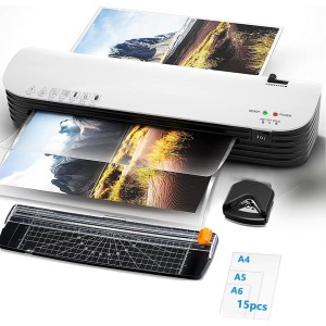 Laminator,13 Inch Thermal Lamination for A4/A5/A6 with 15 Laminating Sheets,Thermal Laminator Machine with Trimmer and Corner Rounder, Hot and Cold Lamination, Quick Warm-Up, for Home Office School.