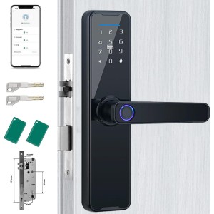 Electronic Fingerprint Door Lock, Unlock with Fingerprint, Code, Card,Key.Unlock Smart Digital Handle Lock for Tuya. (4585 Mortise)