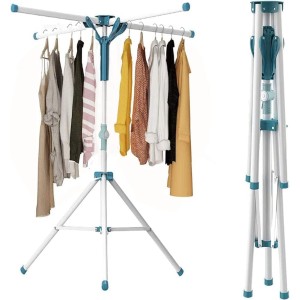 TDOO Tripod Clothes Drying Rack,Garment Clothes Hanger Rack Portable and Foldable Space Saving Laundry Drying Rack for Ou r and Indoor