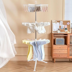 Foldable Laundry Rack,TDOO Tripod Clothes Drying Rack, Easy to store,Multi-layer design increases capacity, Top split design Can be used as an independent clothes hanger to meet multiple scenarios