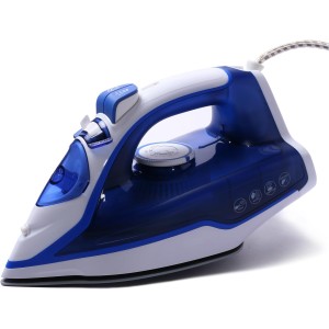 Steam Iron, 1800W Home Steam Iron with 320ML Water Tank Capacity, Ceramic Coated Soleplate and Self-Cleaning Function, Adjustable Temperature Settings, Removes Stubborn Creases Quickly Easily, Blue