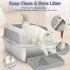 INGUNAR Stainless Steel Cat Litter Box High Sides, Extra Large XL Cat Litter Box Enclosure for Big Multiple Cats with Lid, Metal Litter Pan Tray, Non-Sticky, Include Litter Mat & Scoop