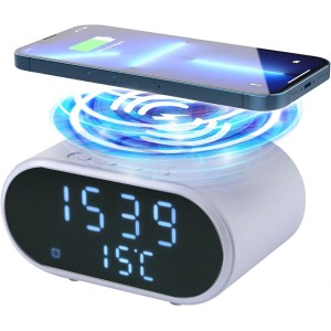 TDOO Alarm Clock With 15W Fast Wireless Charging, Digital Alarm Clocks Bedside Mains Powered, 3 Alarms, 4 Brightness, LED Display With Time/Temperature/Date,For Bedroom, Bedside, Office