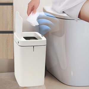 TDOO Smart Trash Can, 15 L Touchless Automatic Smart Sensor Trash Can Household Bathroom Toilet Bedroom Living Room Narrow Seam Sensor Bin Waste containers Wastepaper Basket (15L)