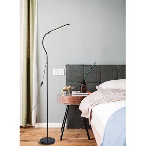 LED Floor Lamp, Adjustable Gooseneck Standing Lamp with 3 Color Temperature 3000K-6000K, 2 in 1 Modern Desk Reading Lamp for Living Room, Bedroom and Office, Black (A)