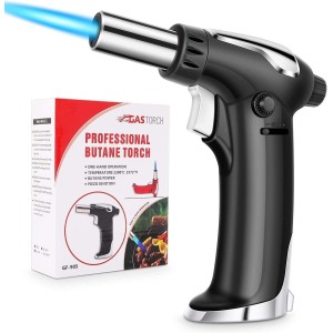 TDOO Butane Torch, Refillable Kitchen Torch Lighter, Fit All Butane Tanks Blow Torch with Safety Lock and Adjustable Flame for Desserts, Creme Brulee, BBQ and Baking(Butane Gas Not Included)