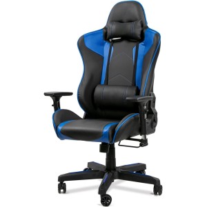 Adjustable Height and Angle Gaming Ergonomic Desk Chair with 3D Armrests, PU Leather Swivel with Headrest and Lumbar Support (BLUE-B)