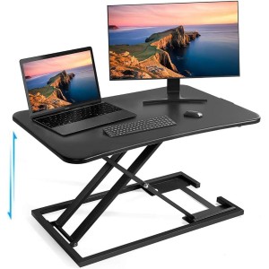 Standing Desk Converter Height Adjustable Stand Up Desktop Riser, Ergonomic Gas Spring Sit to Stand Workstation for Laptop and Monitor Home Office