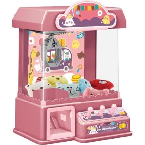 DIY Doll Machine for Kids, Mini Claw Machine, Electronic Arcade Game Indoor Toy with Music & Light|Candy Grabber & Prize Dispenser Vending Machine for Home Party Christmas Birthday Gifts Cool Toys