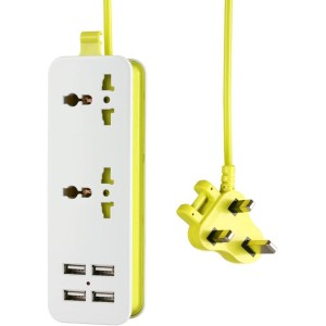 Outlet Power Strips, 2 in 1 Power Socket Extension Cord with 2 Outlets, 4 USB Port, 150CM (C)