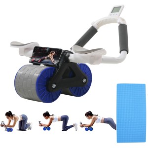 Upgraded Ab Roller Wheel with Timer, Abdominal Exercise Wheel for core trainer, Automatic Rebound Abdominal Wheel with elbow support, for Fitness Strength Training Home Workout